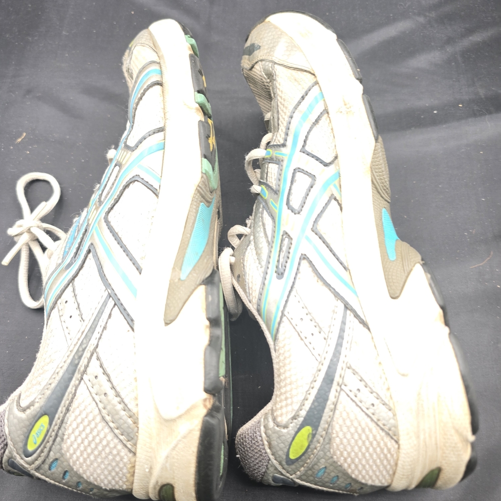 Asics Gray and Blue Athletic Shoes with Mesh Design